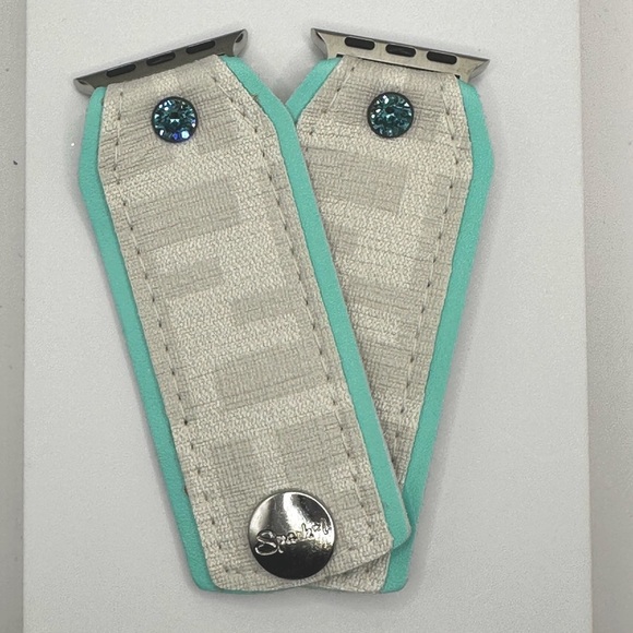 Upcycled White Fendi Monogram Bow Band‎ with Audrey Blue Lining by Sparklbands - Picture 1 of 6